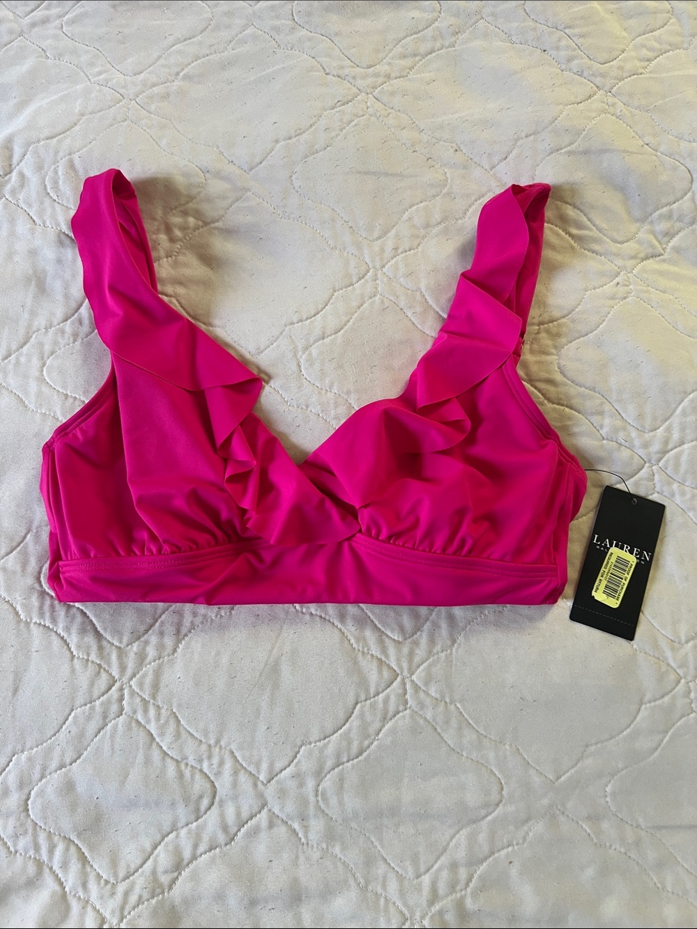 Ralph Lauren Pink Ruffled Bikini Top